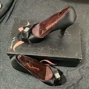 Nina Black Stiletto Heels with Peep Toe